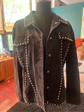 Nasty Gal Black Studded Denim Jacket